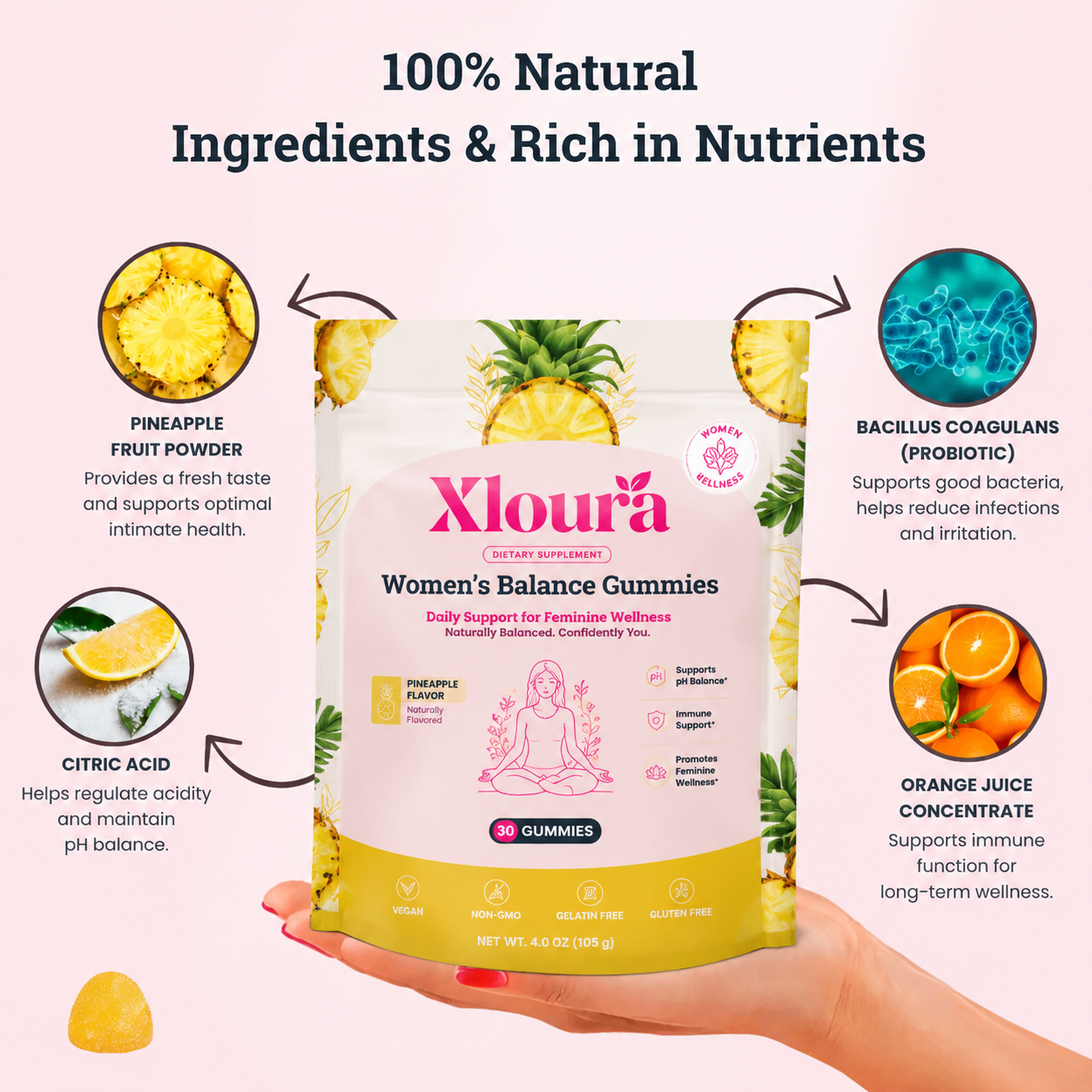 Xloura Feminine Balance Gummies | Women’s Wellness Supplement